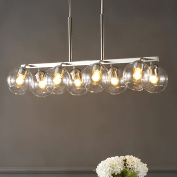 Julian 33.5" Farmhouse Bohemian Iron/Glass Linear LED Pendant - JONATHAN Y